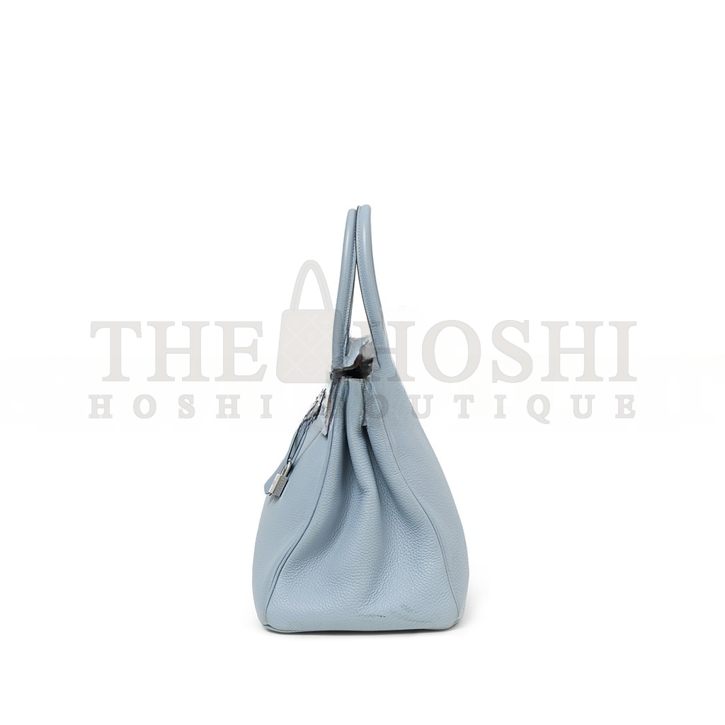 H**me5 BIRKIN 35 TOGO LEATHER LINEN BLUE SILVER BUCKLE BK35J7TGSS (35*28*18cm) Master Quality